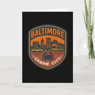 Vintage Maryland Baltimore Charm City Retro-Krabbe Karte