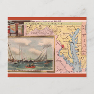 Vintage-Maryland-Karte Postkarte