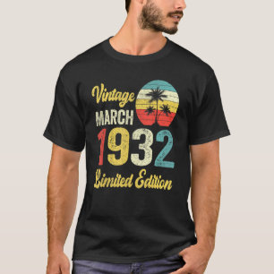 Vintage März 1932 90 Jahre alter Geburtstag 2 T-Shirt