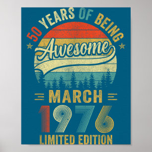 Vintage März 1976 Alt 50. Geburtstag Männer Frauen Poster