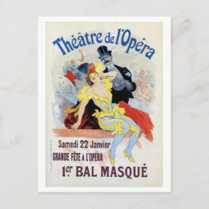 Vintage-Maskenball in der Oper Chéret Postkarte