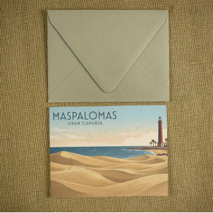 Vintage Maspalomas Dünen - Minimalistisches Gran C Postkarte