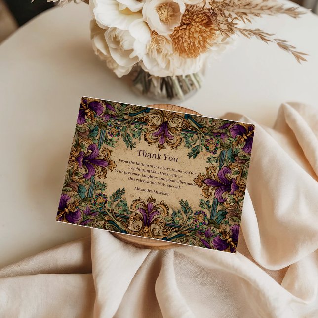 Vintage Masquerade Mardi Gras Elegance Dankeskarte (Von Creator hochgeladen)