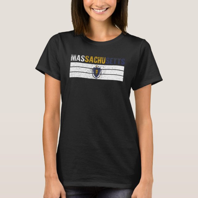 Vintage Massachusetts Flag Massachusetts Proud Men T-Shirt (Vorderseite)