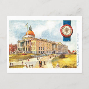 Vintage Massachusetts Hauptstadt mit Siegel Postkarte