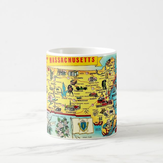 Vintage-Massachusetts-Karten-Tasse Kaffeetasse (Mittel)