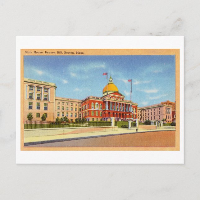 Vintage Massachusetts Staat Haus / Hauptstadt Postkarte (Vorderseite)