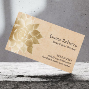 Vintage-Massagetherapie Goldener Lotus Visitenkarte