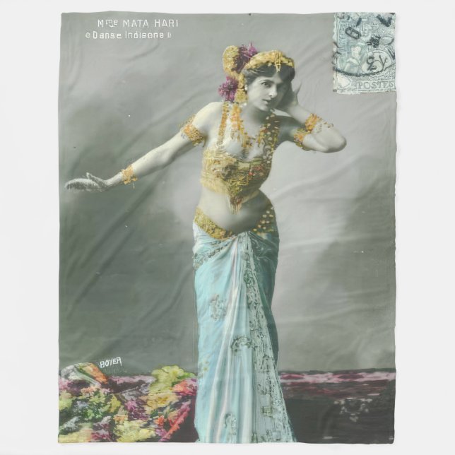 Vintage-Mata-Hari-Postkarte Fleecedecke (Vorderseite)