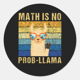Vintage-Mathematik ist kein Problem-Llama-Mathemat Runder Aufkleber