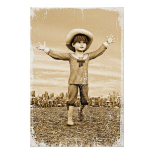 Vintage Matrosenjunge nostalgische Sepia-Kunst Poster