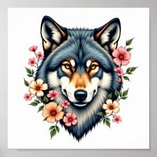 Vintage Mauer zum Herunterladen von Blumenwolf Poster