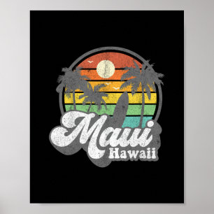 Vintage Maui Hawaii Hawaiianischer Strand Surfen 7 Poster
