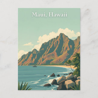 Vintage Maui, Hawaii Travel Illustration Postkarte