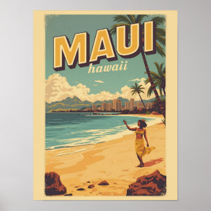 Vintage Maui Hawaii tropische Strand Souvenirs Ges Poster
