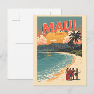 Vintage Maui Hawaii tropische Strand Souvenirs Ges Postkarte