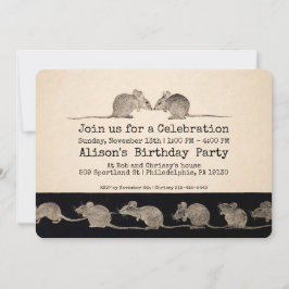 Vintage Mäuse Anpassbare Party Einladung