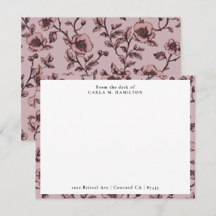 Vintage-Mauve-Blumenmuster von meinem Schreibtisch Mitteilungskarte