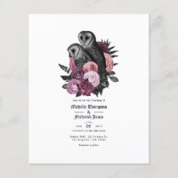 Vintage Mauve Owls Gothic Wedding Einladung