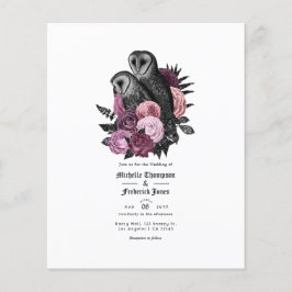 Vintage Mauve Owls Gothic Wedding Einladung Flyer