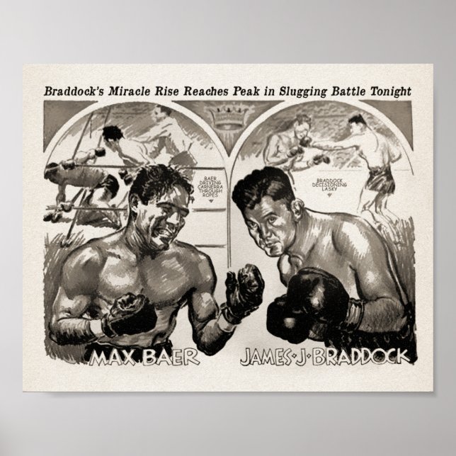Vintage Max Baer vs James Braddock Poster (Vorne)