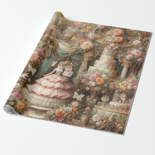 Vintage-maximalistische Blumenehe-Dekupage Geschenkpapier