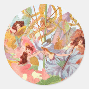 Vintage-May-Day-Feenzauber-Aufkleber Runder Aufkleber