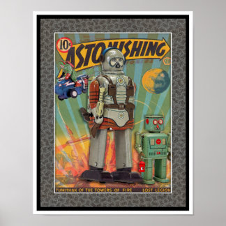 VINTAGE MCM SPACE TOYS PRINT POSTER
