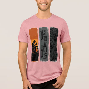 Vintage Mechaniker Werkzeug Zahnrad Triptychon Shi Tri-Blend Shirt