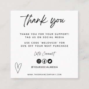 Vintage Media Insert dank Mini-Visitenkarte Quadratische Visitenkarte