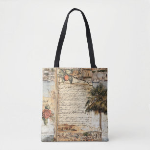 Vintage mediterrane Artwork mit Palm und Script
