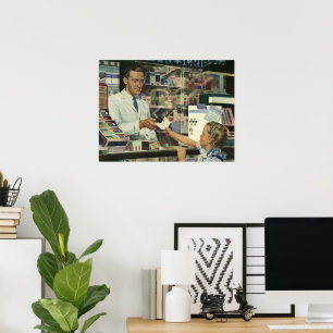 Vintage Medizin, Apotheker und Mädchen Poster