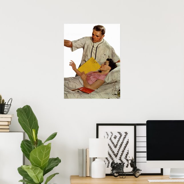 Vintage Medizin, Arzt mit weiblichem Patient Poster (Heimbüro)