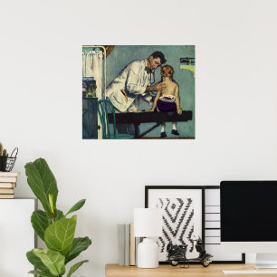 Vintage Medizin, Ärztin, die einen Mädchenkollegen Poster