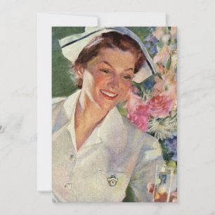 Vintage Medizin, glückliche Krankenschwester in ei