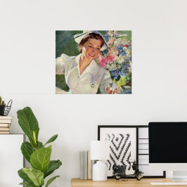 Vintage Medizin, glückliche Krankenschwester in ei Poster