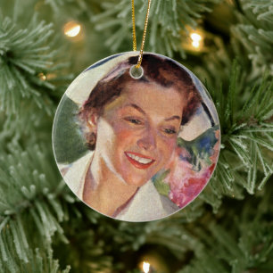 Vintage-Medizin, Glückliche Krankenschwester in Un Keramik Ornament