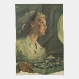 Vintage Medizin, Krankenpflege mit medizinischen H Geschirrtuch
