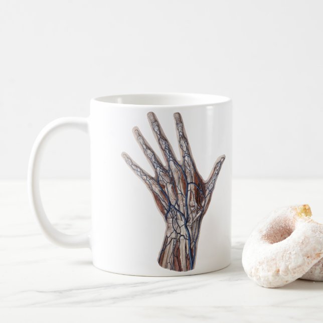 Vintage Medizin, menschliche Anatomie Hand Fingers Kaffeetasse (Mit Donut)