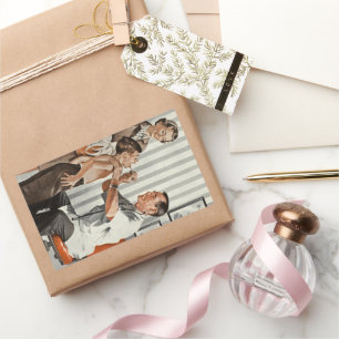 Vintage Medizin, Pädiatrischer Arzt mit Patient Rechteckiger Aufkleber