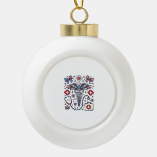 Vintage Medizinischer Caduceus Patriotischer Krank Keramik Kugel-Ornament