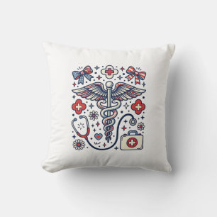 Vintage Medizinischer Caduceus Patriotischer Krank Kissen