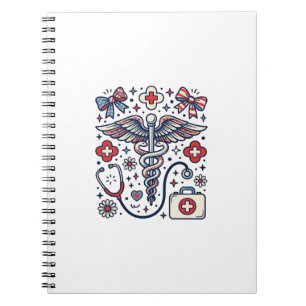 Vintage Medizinischer Caduceus Patriotischer Krank Notizblock