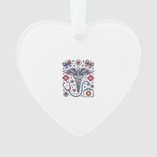 Vintage Medizinischer Caduceus Patriotischer Krank Ornament