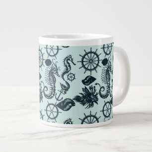 Vintage Meeres-Tier-Muster Jumbo-Tasse
