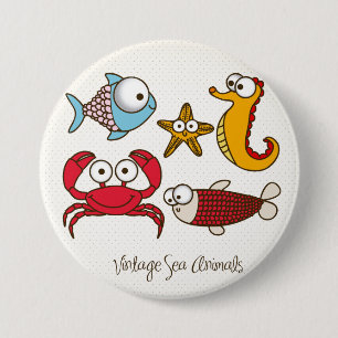 Vintage-Meeres-Tiere-Knopf Button
