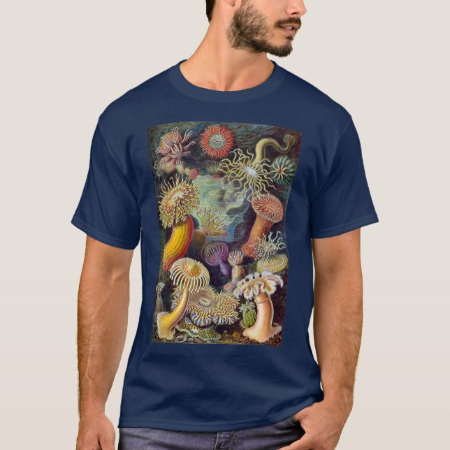 Vintage Meeresanemonen, Actiniae von Ernst Haeckel T-Shirt (Vorderseite)