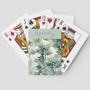 Vintage Meeresgrün Laub Blätter Elegantes Muster Spielkarten