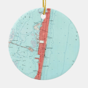 Vintage Meereshöhe NJ-Karte (1953) Keramik Ornament