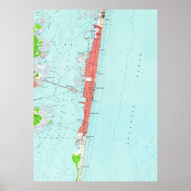 Vintage Meereshöhe NJ-Karte (1953) Poster (Vorne)